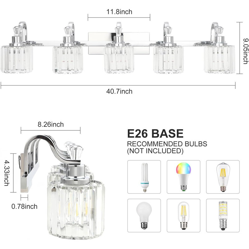 Mercer41 Crystal Vanity Lights For Bathroom, 3 Color Temperatures Wayfair